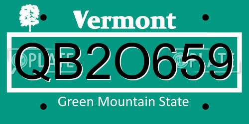 QB2O659 Vermont License Plate