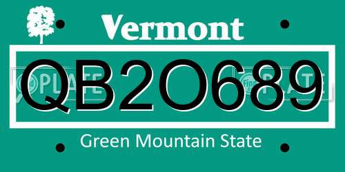 QB2O689 Vermont License Plate