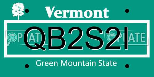 QB2S2I Vermont License Plate