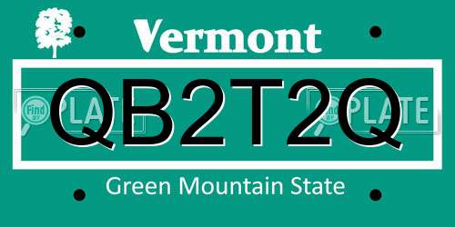 QB2T2Q Vermont License Plate