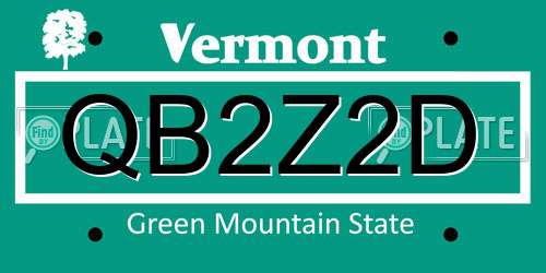 QB2Z2D Vermont License Plate
