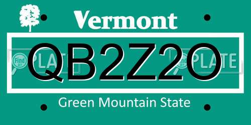 QB2Z2O Vermont License Plate