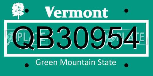 QB30954 Vermont License Plate