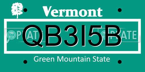QB3I5B Vermont License Plate