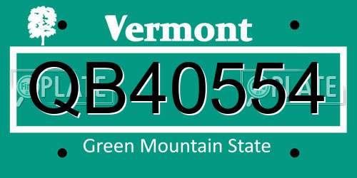 QB40554 Vermont License Plate