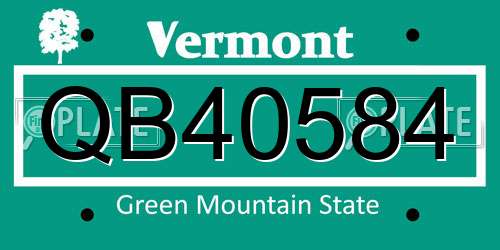 QB40584 Vermont License Plate