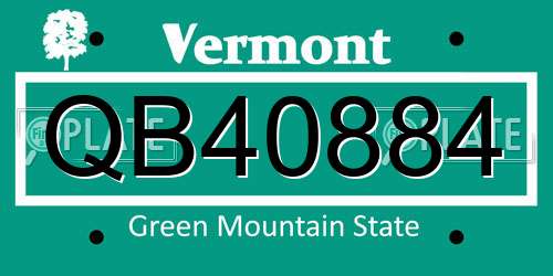 QB40884 Vermont License Plate