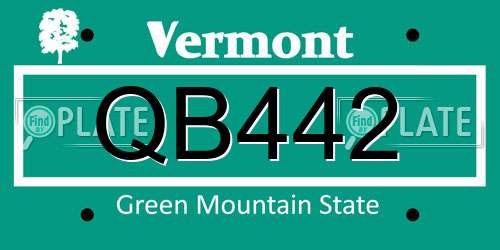 QB442 Vermont License Plate