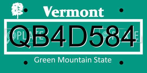 QB4D584 Vermont License Plate