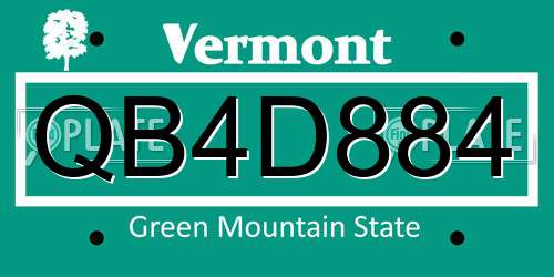 QB4D884 Vermont License Plate