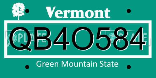 QB4O584 Vermont License Plate