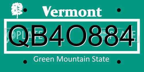 QB4O884 Vermont License Plate
