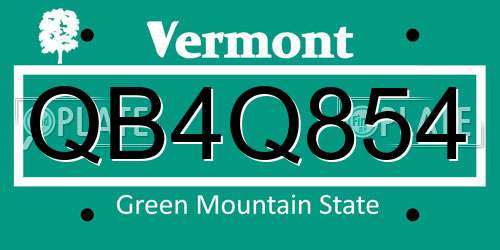 QB4Q854 Vermont License Plate