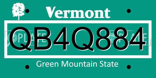 QB4Q884 Vermont License Plate