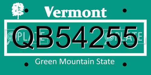 QB54255 Vermont License Plate