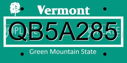 QB5A285 Vermont License Plate