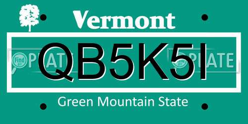 QB5K5I Vermont License Plate