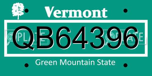 QB64396 Vermont License Plate