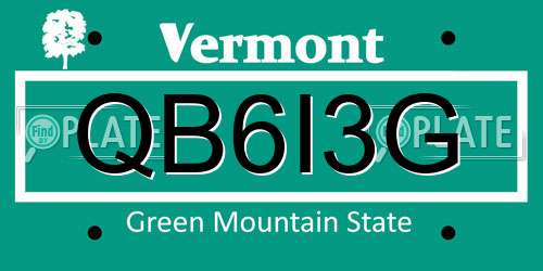 QB6I3G Vermont License Plate