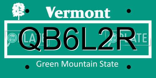 QB6L2R Vermont License Plate
