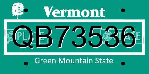 QB73536 Vermont License Plate