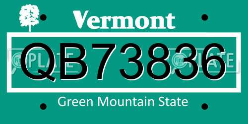 QB73836 Vermont License Plate