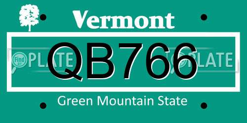 QB766 Vermont License Plate