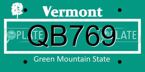 QB769 Vermont License Plate