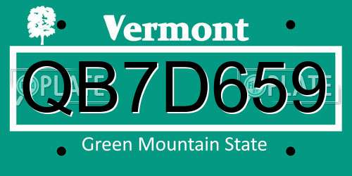 QB7D659 Vermont License Plate