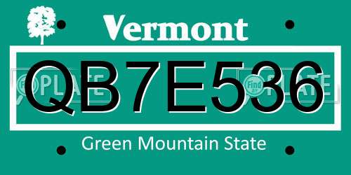 QB7E536 Vermont License Plate