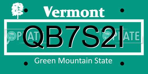 QB7S2I Vermont License Plate