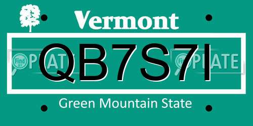 QB7S7I Vermont License Plate