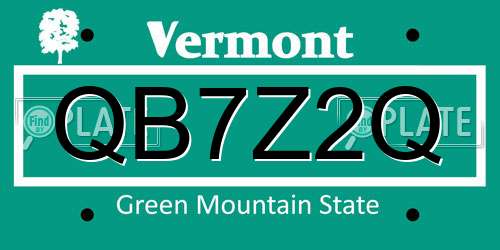 QB7Z2Q Vermont License Plate