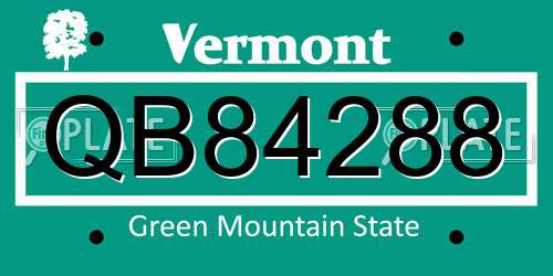 QB84288 Vermont License Plate