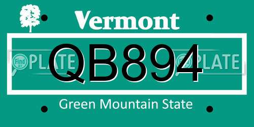 QB894 Vermont License Plate