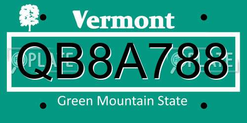 QB8A788 Vermont License Plate