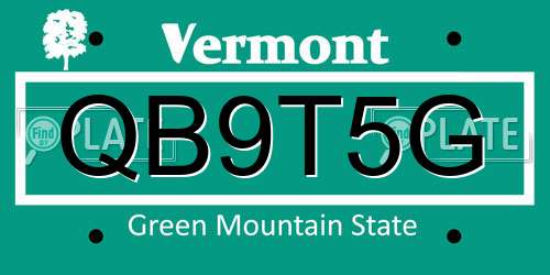 QB9T5G Vermont License Plate