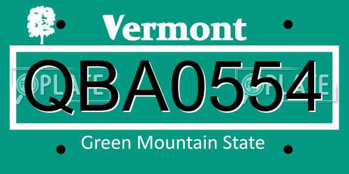 QBA0554 Vermont License Plate