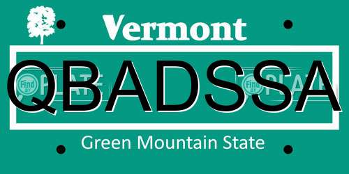 QBADSSA Vermont License Plate