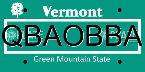 QBAOBBA Vermont License Plate