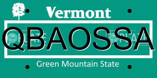 QBAOSSA Vermont License Plate