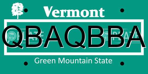 QBAQBBA Vermont License Plate