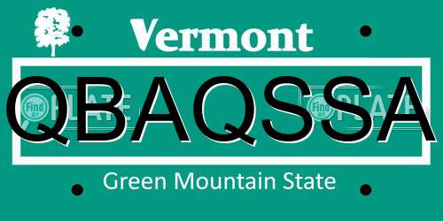 QBAQSSA Vermont License Plate