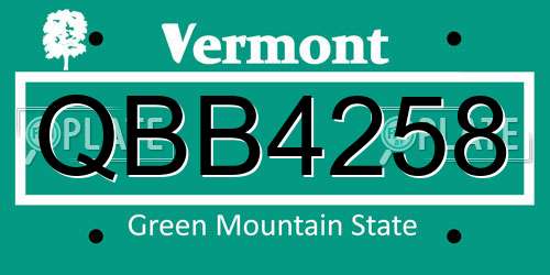 QBB4258 Vermont License Plate
