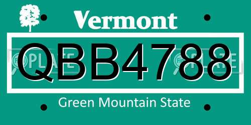 QBB4788 Vermont License Plate