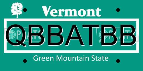 QBBATBB Vermont License Plate