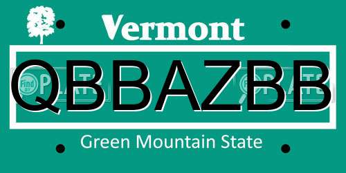QBBAZBB Vermont License Plate