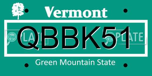 QBBK51 Vermont License Plate