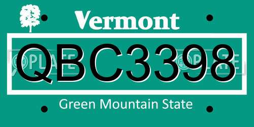 QBC3398 Vermont License Plate
