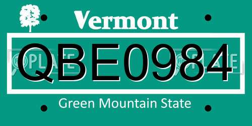 QBE0984 Vermont License Plate
